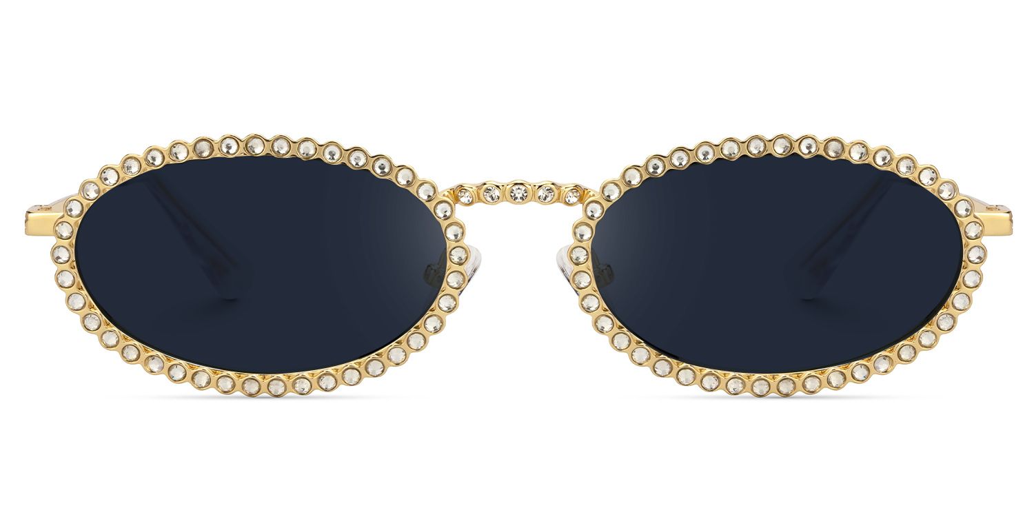 Finnea - Oval Gold Sunglasses | Vooglam Angle View