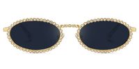 Finnea - Oval Gold Sunglasses | Vooglam Angle View