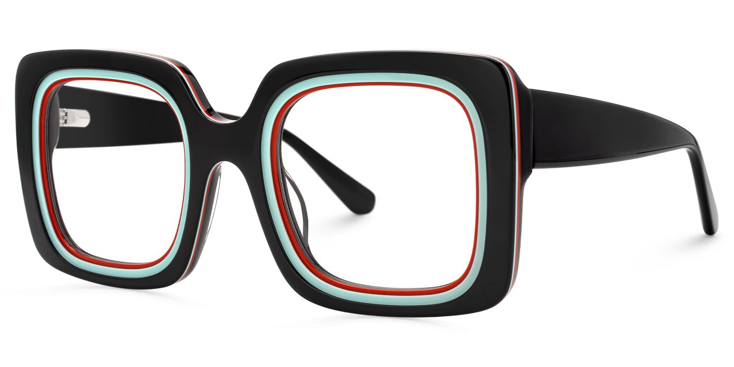 Esadowa - Square Black Eyeglasses | Vooglam Front View