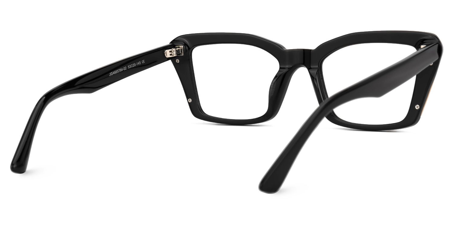 Fiachra - Rectangle Black Eyeglasses by Vooglam - Side View