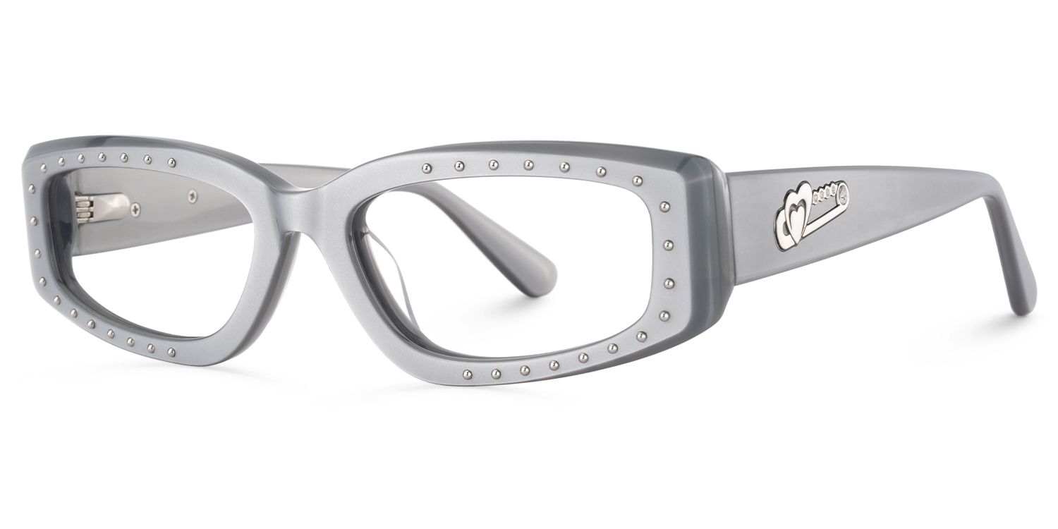 Quentin - Rectangle Silver Eyeglasses | Vooglam Front View