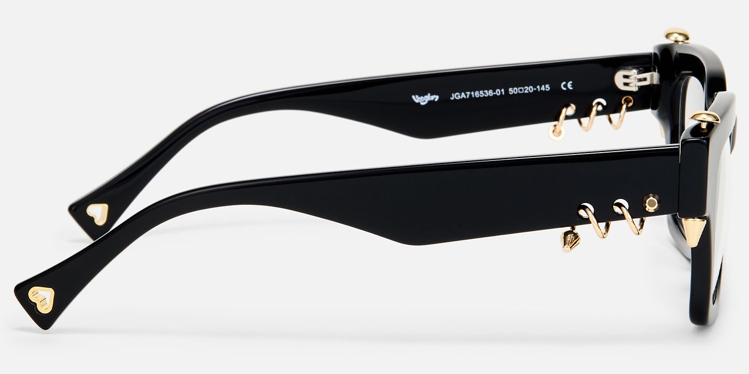 Sabrina - Black Glasses With Gold Punk Pierce | Vooglam Side View