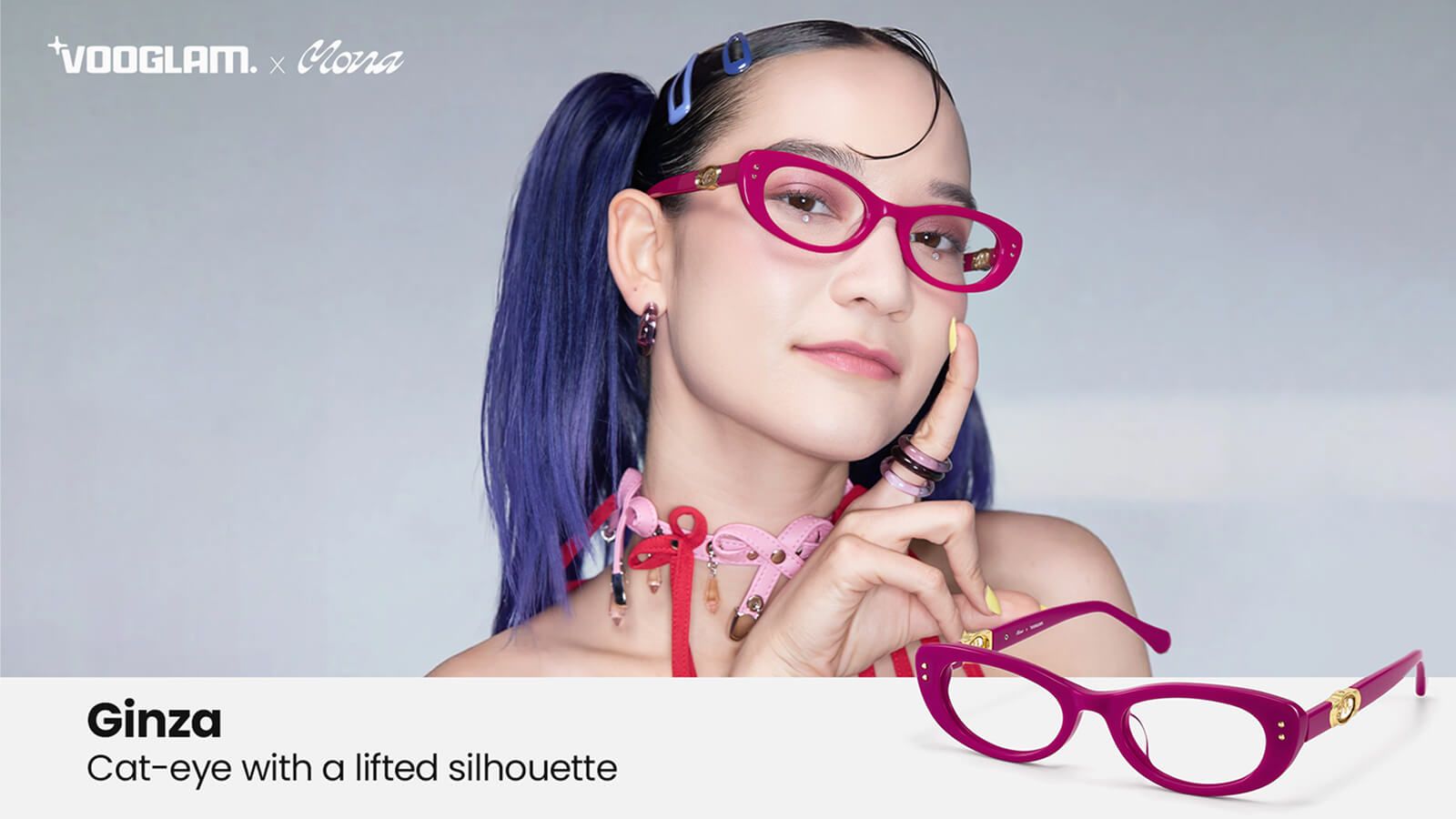 ginza-pink cat eye acetate y2k futuristic frame