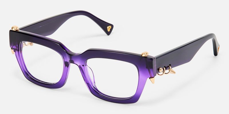Sabrina - Rectangle Purple Acetate Eyeglasses | Vooglam