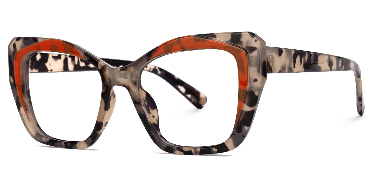 Faustyn - Cat Eye Orange/Tortoise Eyeglasses | Vooglam Front View