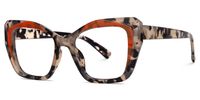 Faustyn - Cat Eye Orange/Tortoise Eyeglasses | Vooglam Front View