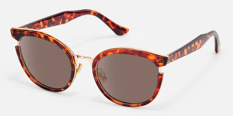 Retro Bohemian Tortoiseshell Round Cat-Eye Sunglasses