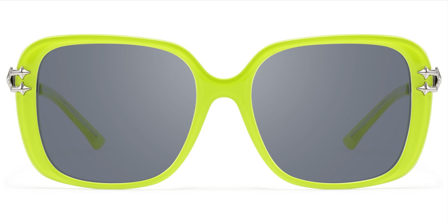 Nova - Neon Green Gray Tint Double Wire Sunnies by Vooglam Product Details 1