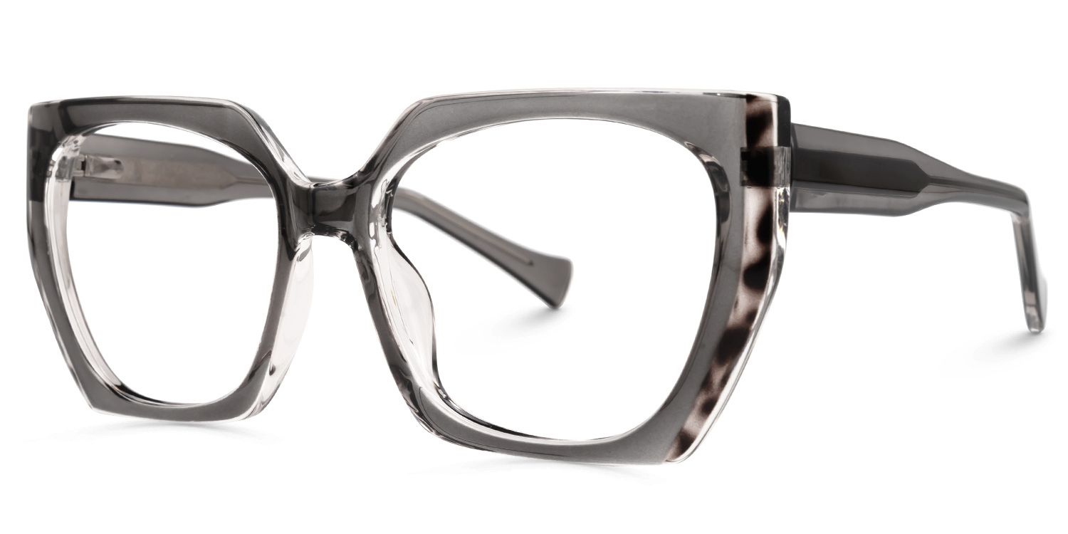 Edge - Geometric Grey Eyeglasses | Vooglam Front View