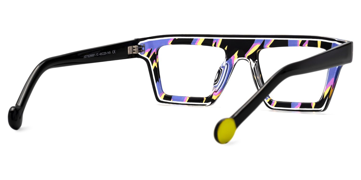 Treva - Vibrant Flame Rectangle Multicolor Glasses by Vooglam - Side View