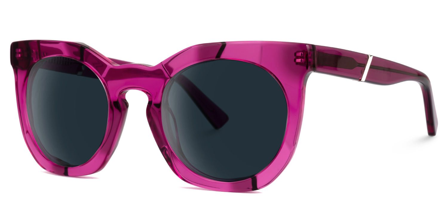 Deiondre - Round Purple Sunglasses | Vooglam Front View