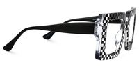 Ferial - Square Black & Crystal Checkered Glasses | Vooglam 