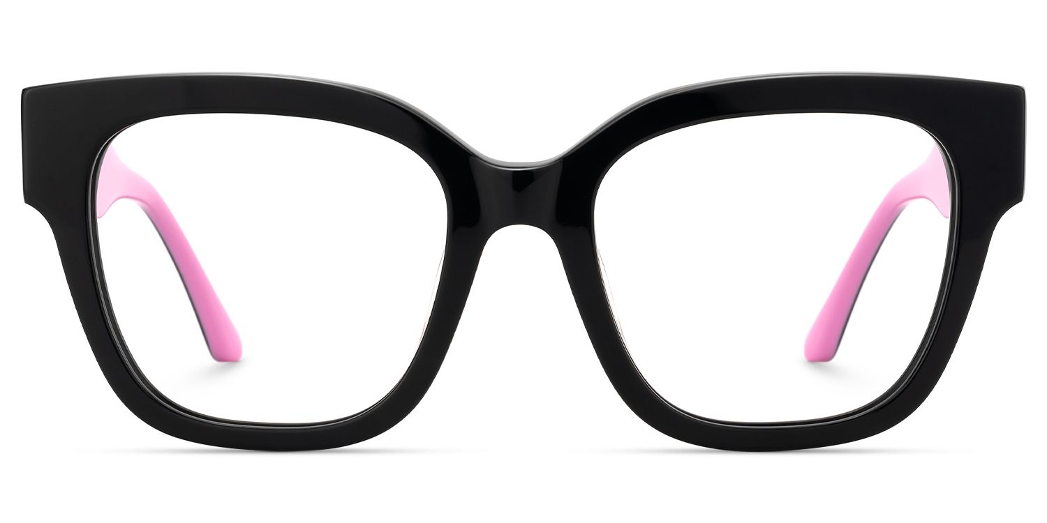 Lorette - Square Black Eyeglasses | Vooglam Angle View
