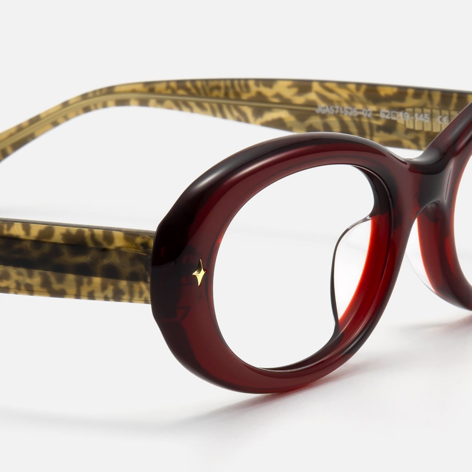 Vexa - Cherry Red Leopard Temple Glasses | Vooglam Design Details