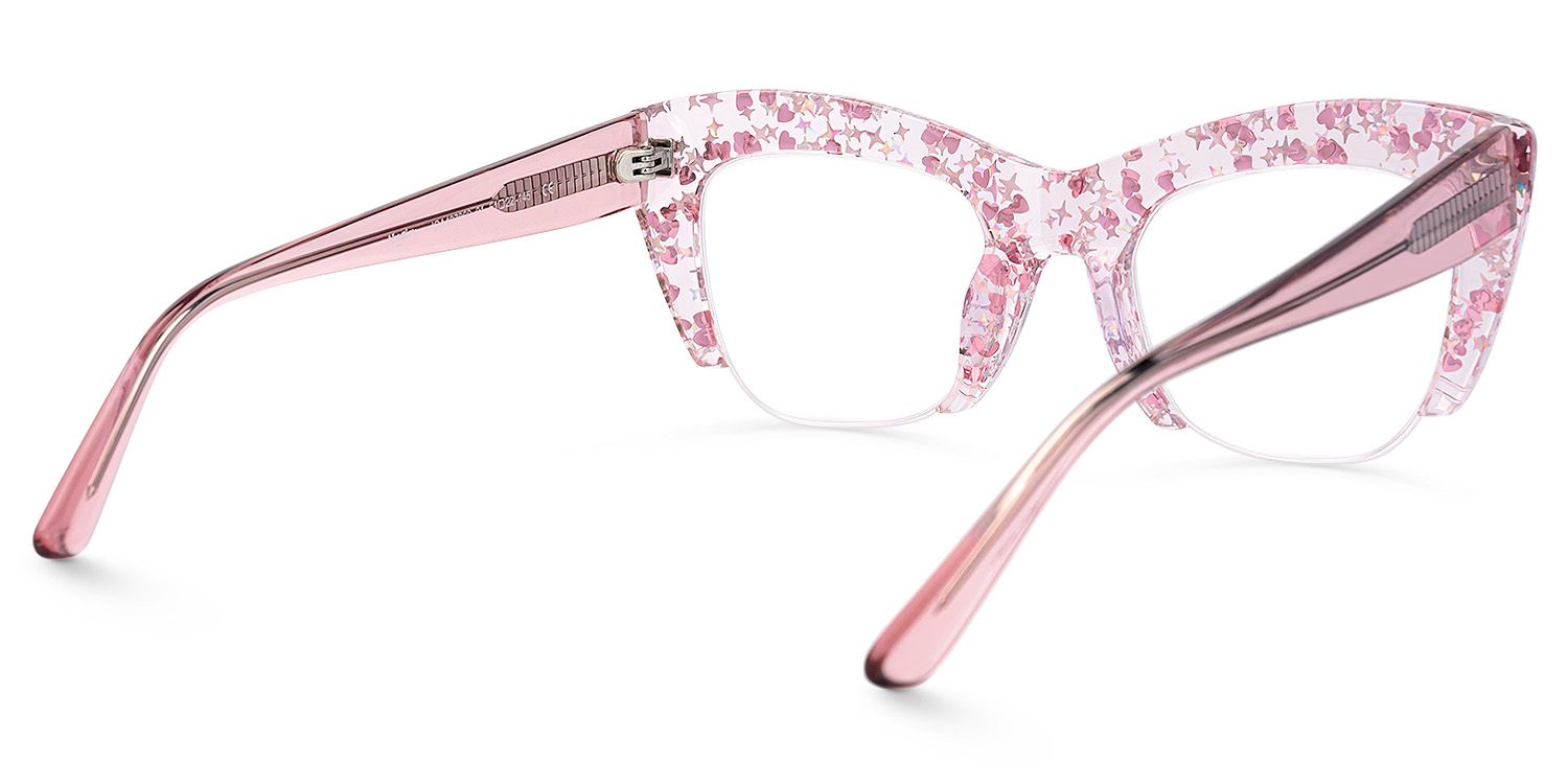 Algernon - Cat Eye Pink Eyeglasses by Vooglam - Side View