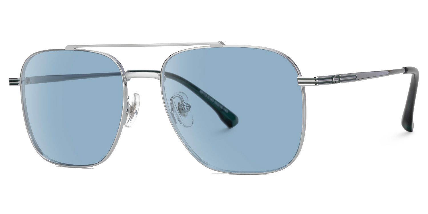 Galileo - Aviator Silver Prescription Sunglasses by Vooglam - Front View