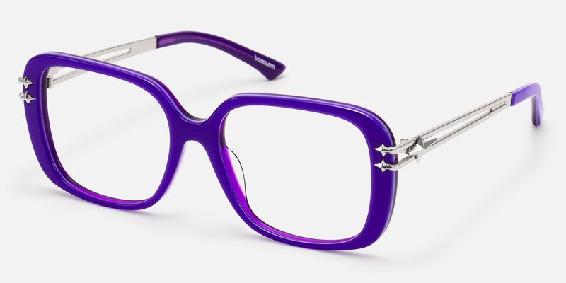 Nova - Blue Violet Star Deco Double Wire Glasses by Vooglam
