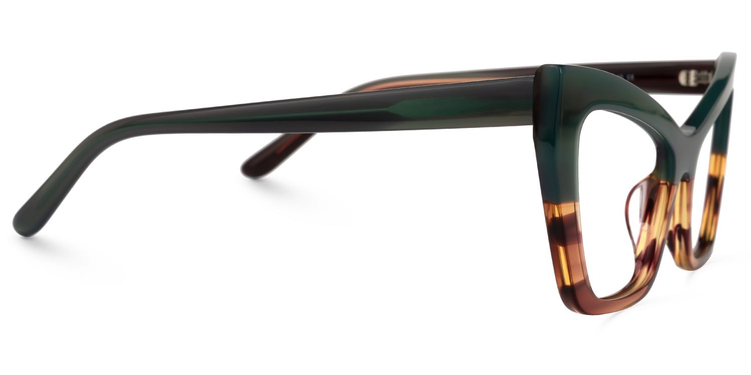 Bader - Cat Eye Green Brown Two-tone Retro Glasses | Vooglam 4
