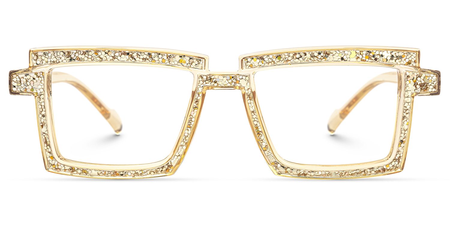 Pandeia - Rectangle Champagne Eyeglasses | Vooglam Angle View