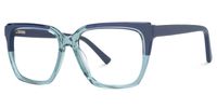 Elske - Rectangle Blue Eyeglasses | Vooglam Front View