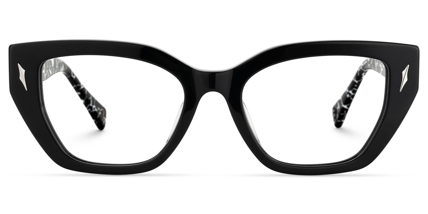 Naiara - Rectangle Black Eyeglasses | Vooglam Angle View