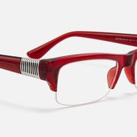 Kairo - Red Semi Rimless Acetate Glasses | Vooglam Design Details