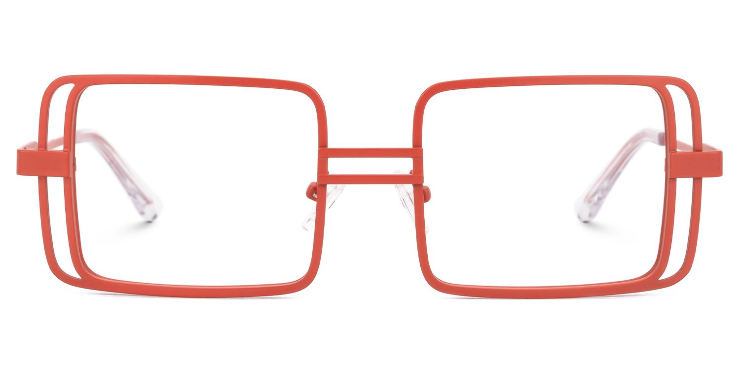 Fergus - Rectangle Red Eyeglasses | Vooglam Angle View