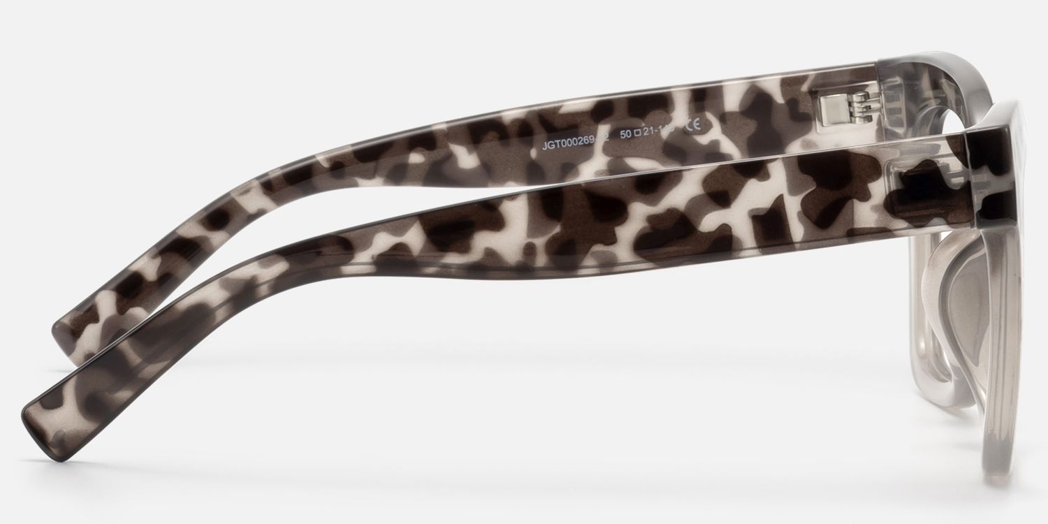 Naila - Stylish Square Tortoise Gray Eyeglasses | Vooglam Side View