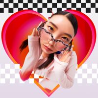Hannah - Wide Heart Pattern Eyeglasses | Vooglam On Model 2