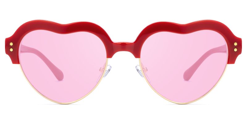Hannah - Heart Red Sunglasses
