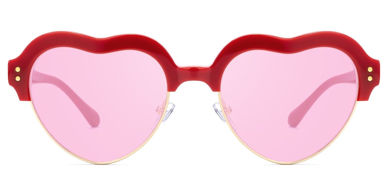 Hannah - Heart Red Sunglasses