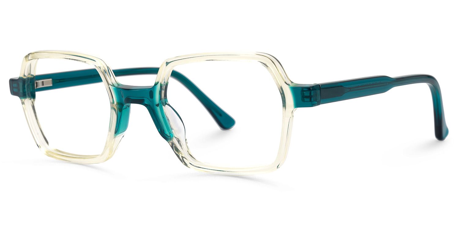 Eligius - Rectangle Champagne Eyeglasses | Vooglam Front View