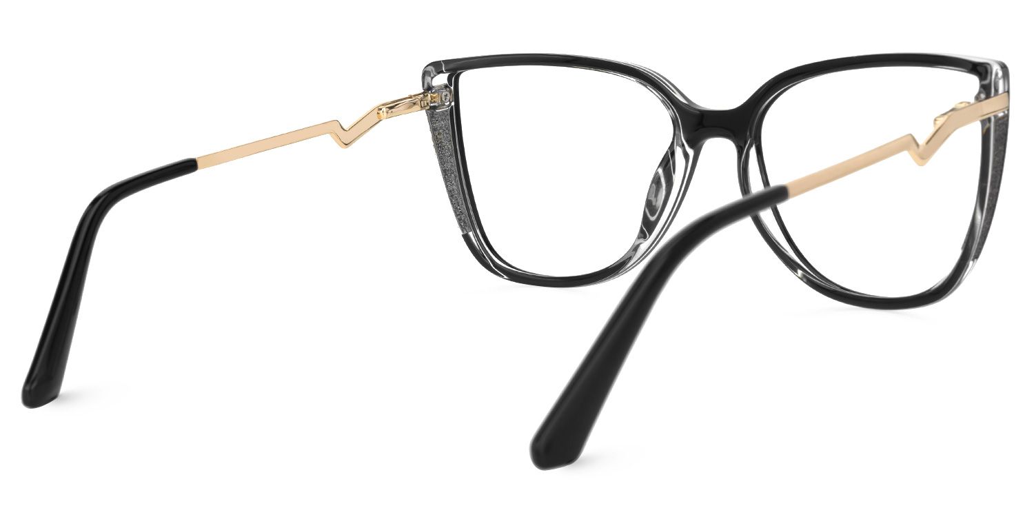 Faithan - Cat Eye Black Eyeglasses by Vooglam - Side View