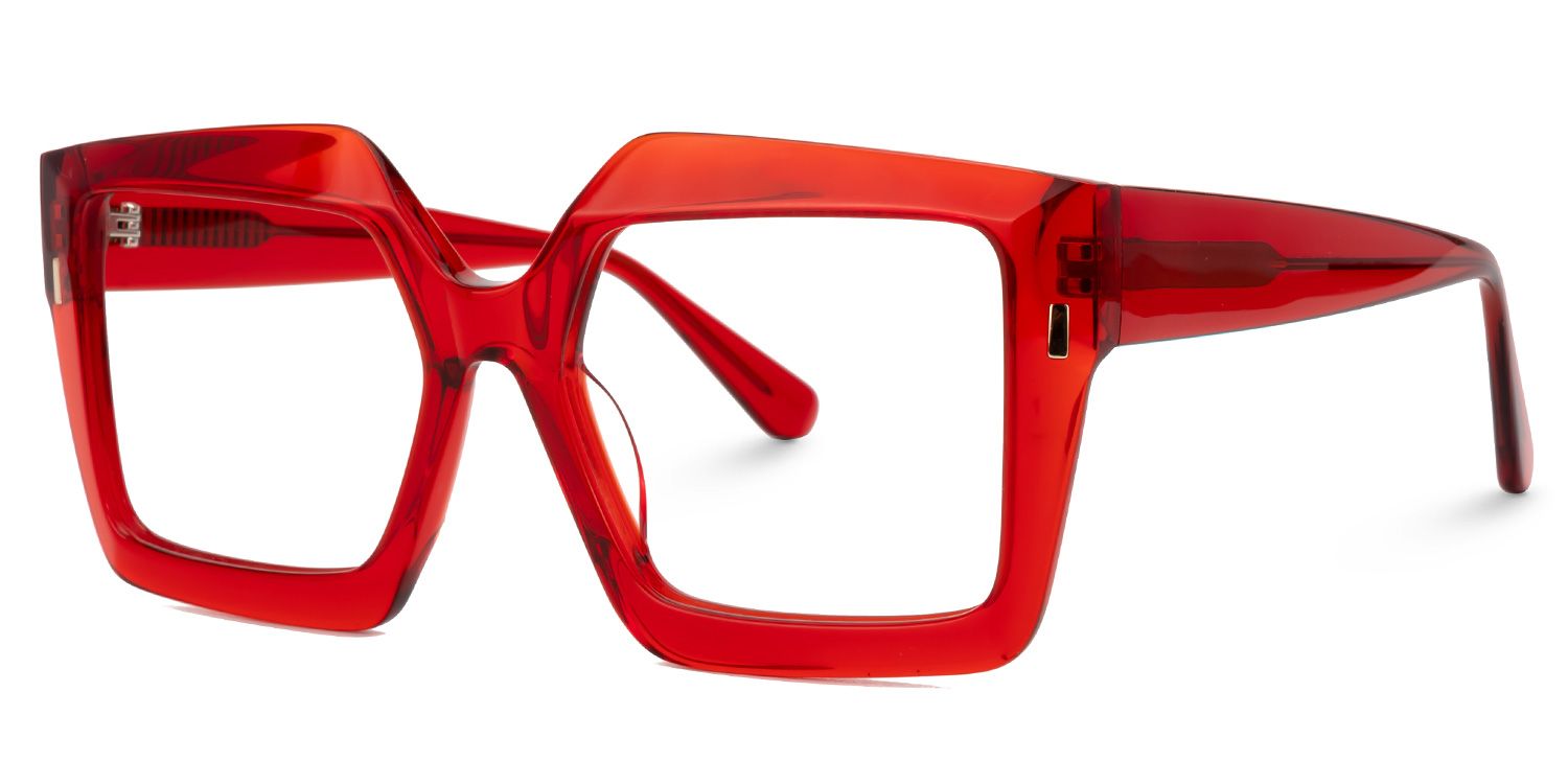 Faustine - Square Red Eyeglasses | Vooglam Front View