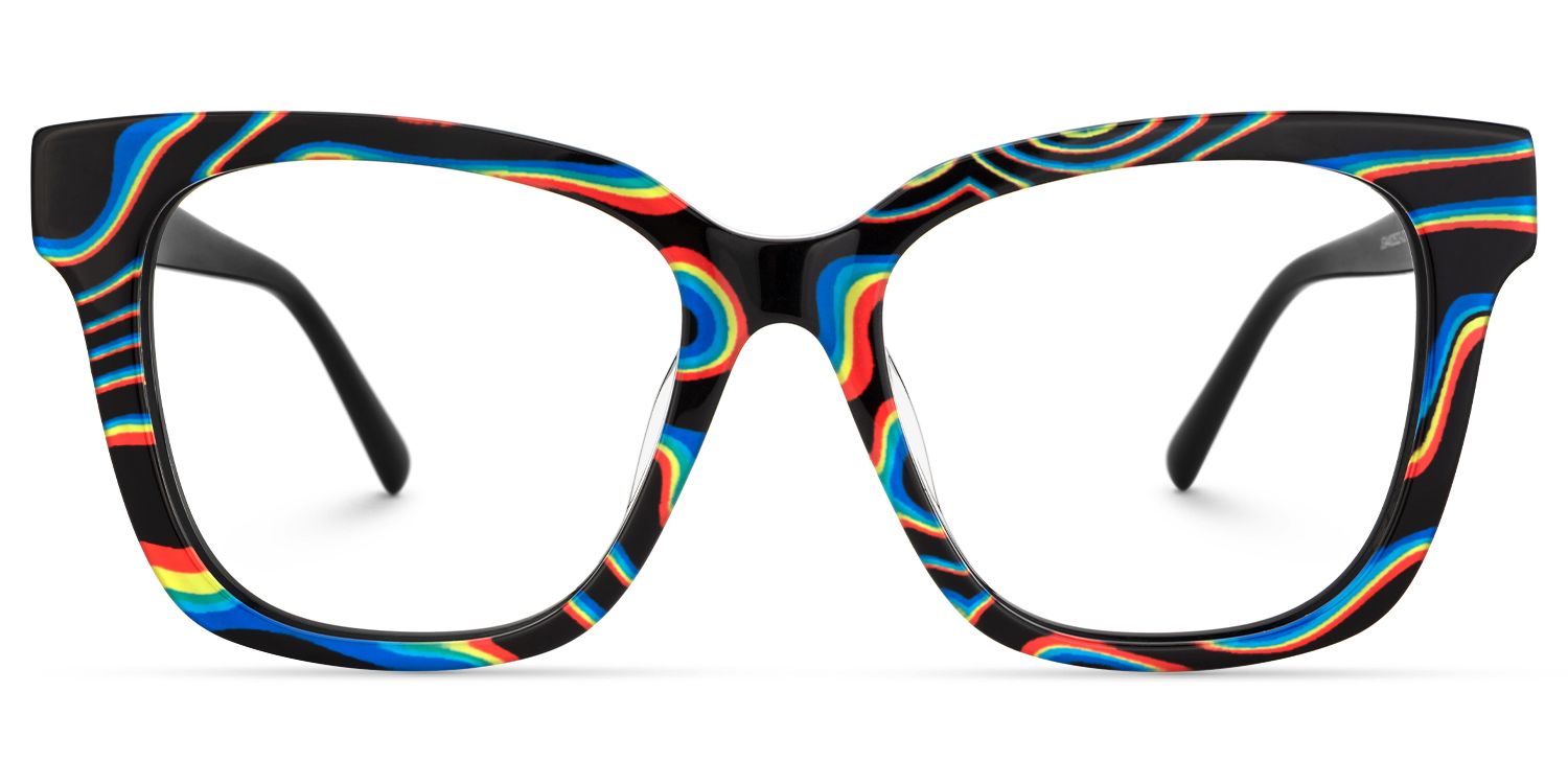 Laisha - Square Multicolor Eyeglasses | Vooglam Angle View