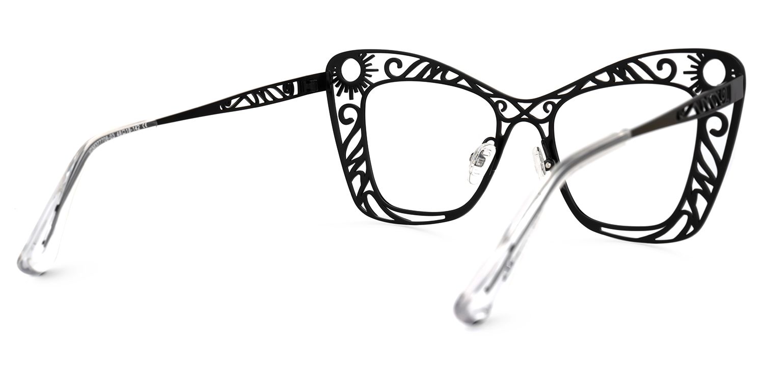 Adita - Cat Eye Black Eyeglasses | Vooglam Side View