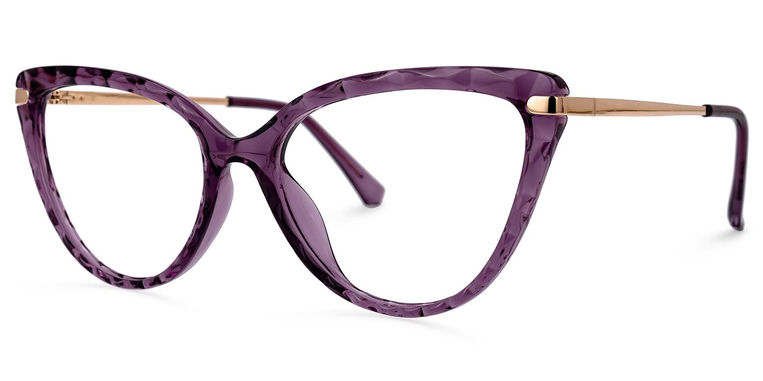 Dayna - Cat Eye Purple Eyeglasses | Vooglam Front View