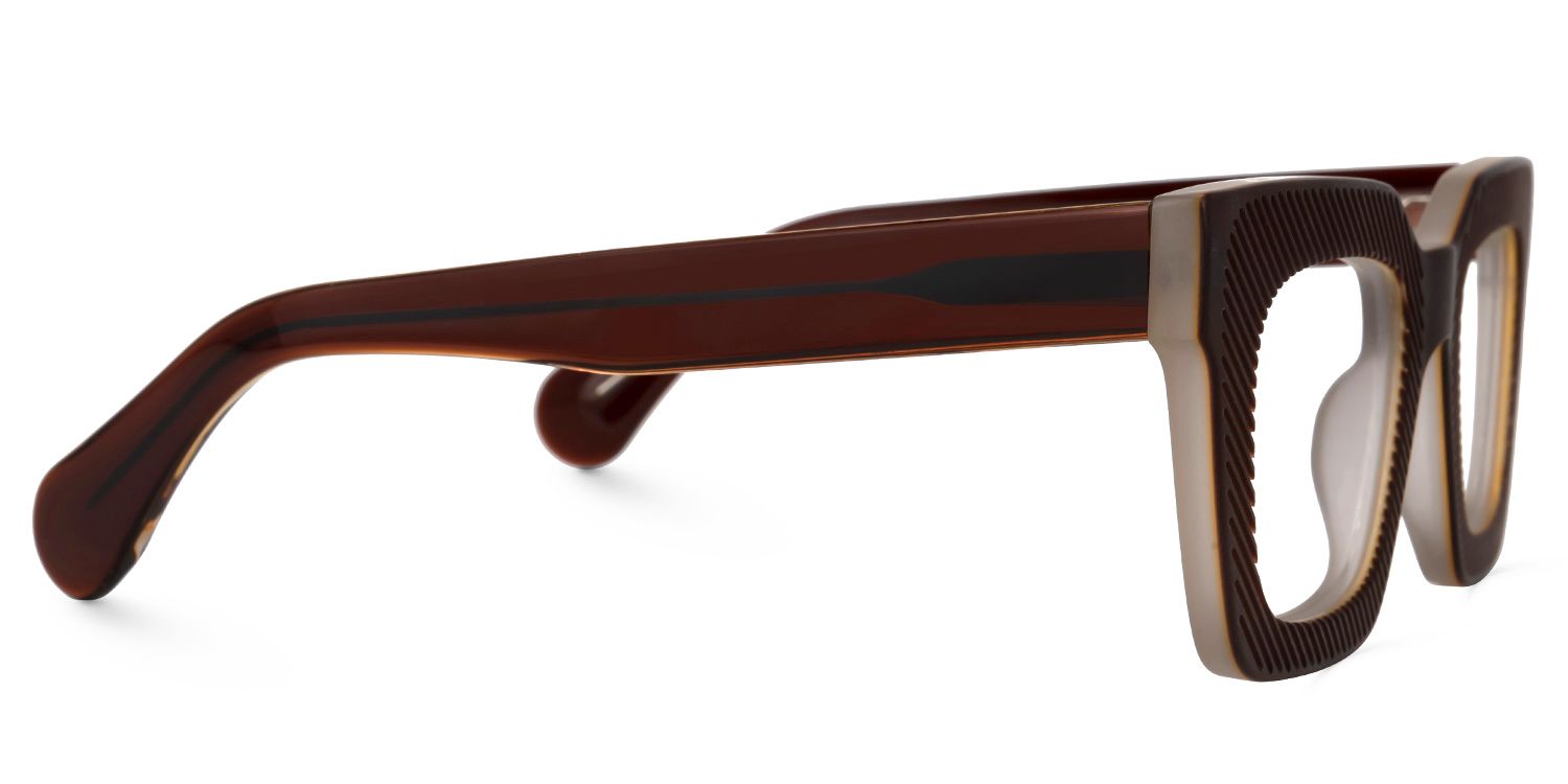 Delgado - Rectangle Brown Eyeglasses by Vooglam - Product View 4