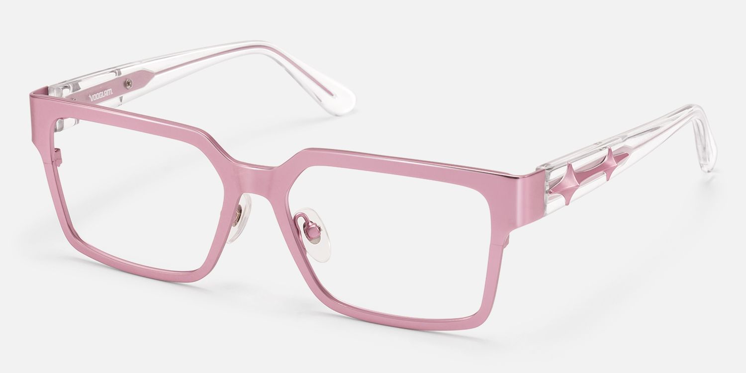 Vector - Matte Pink Metal Embossed Star Glasses | Vooglam