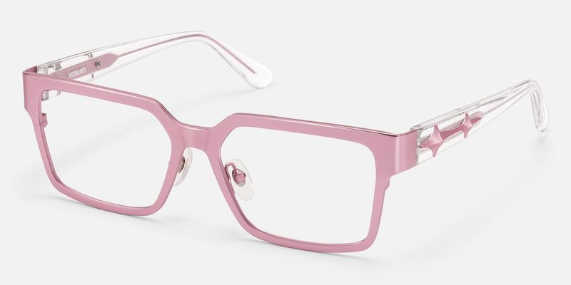 Vector - Matte Pink Metal Embossed Star Glasses by Vooglam