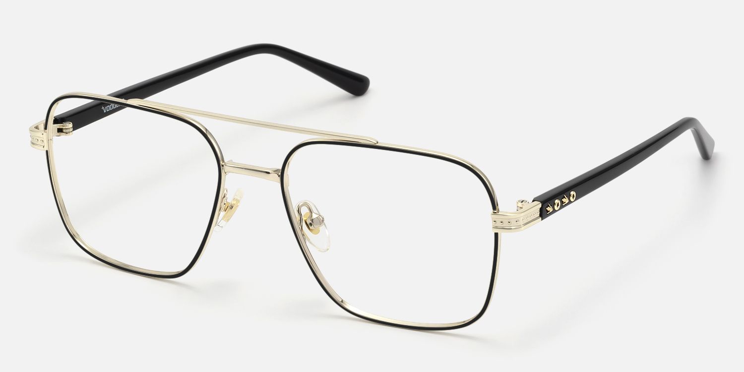 Kovar - Black And Gold Wire Frame Aviator | Vooglam Front View