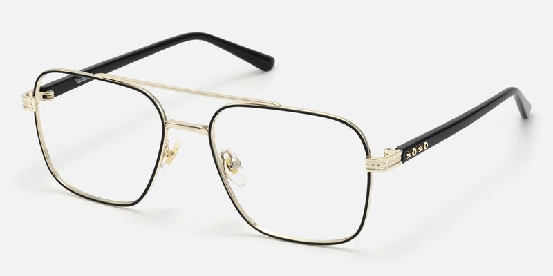 Kovar - Black And Gold Wire Frame Aviator | Vooglam