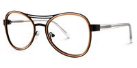 Adjatay - Aviator Black/Orange Eyeglasses | Vooglam Front View