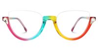 Sylvia Funky Rainbow Cat Eye Half Rim Glasses | Vooglam Angle View