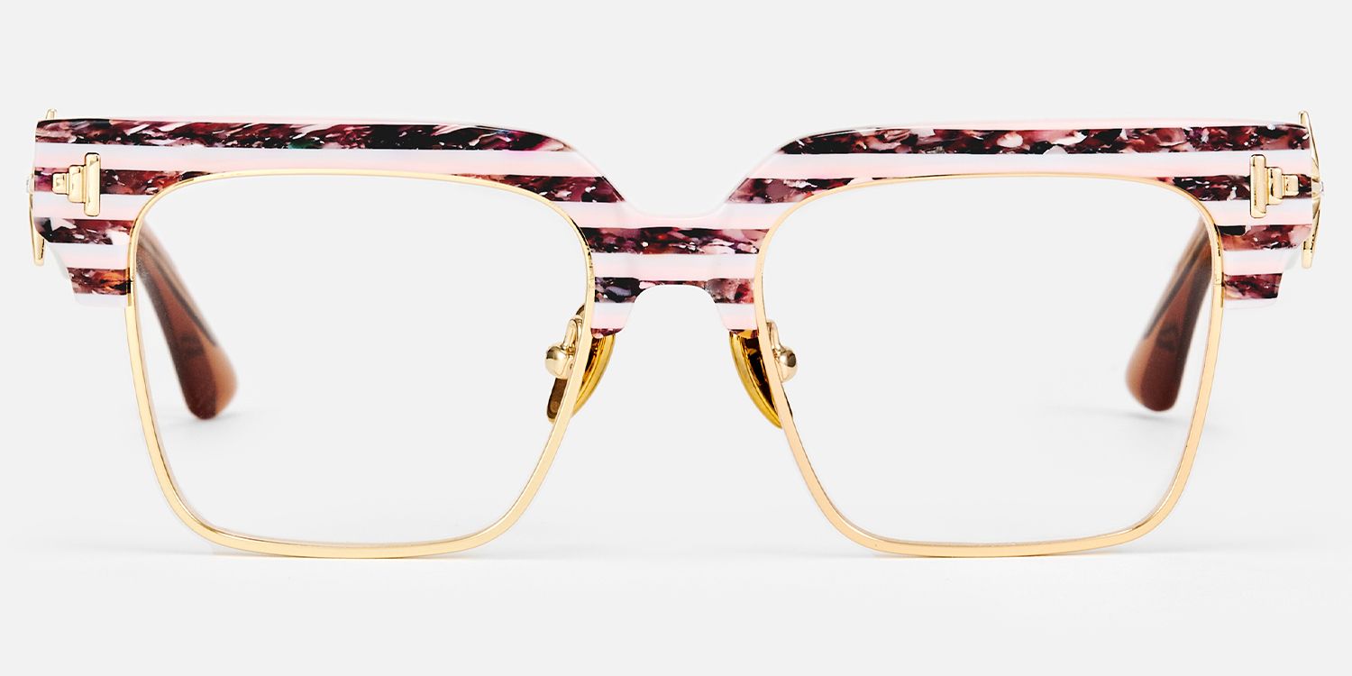 Nathifa - Browline Pattern Eyeglasses | Vooglam Angle View