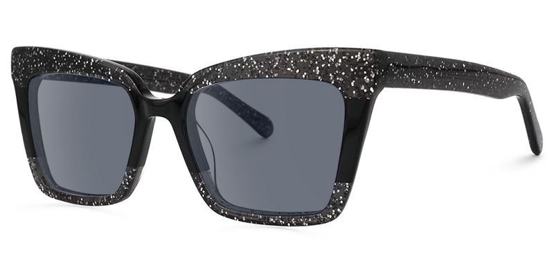 Galarza - Rectangle Black Sunglasses
