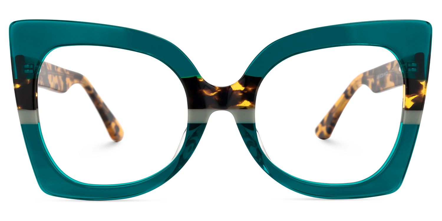 Eilonwy - Cat Eye Green Eyeglasses by Vooglam - Angle View