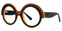 Admetus - Round Black/Orange Eyeglasses | Vooglam Front View