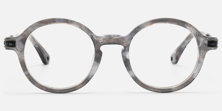 Lennon - Antique Silver Gray Pattern Circle Frame | Vooglam