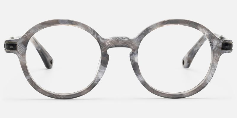 Lennon - Antique Silver Gray Pattern Circle Frame | Vooglam